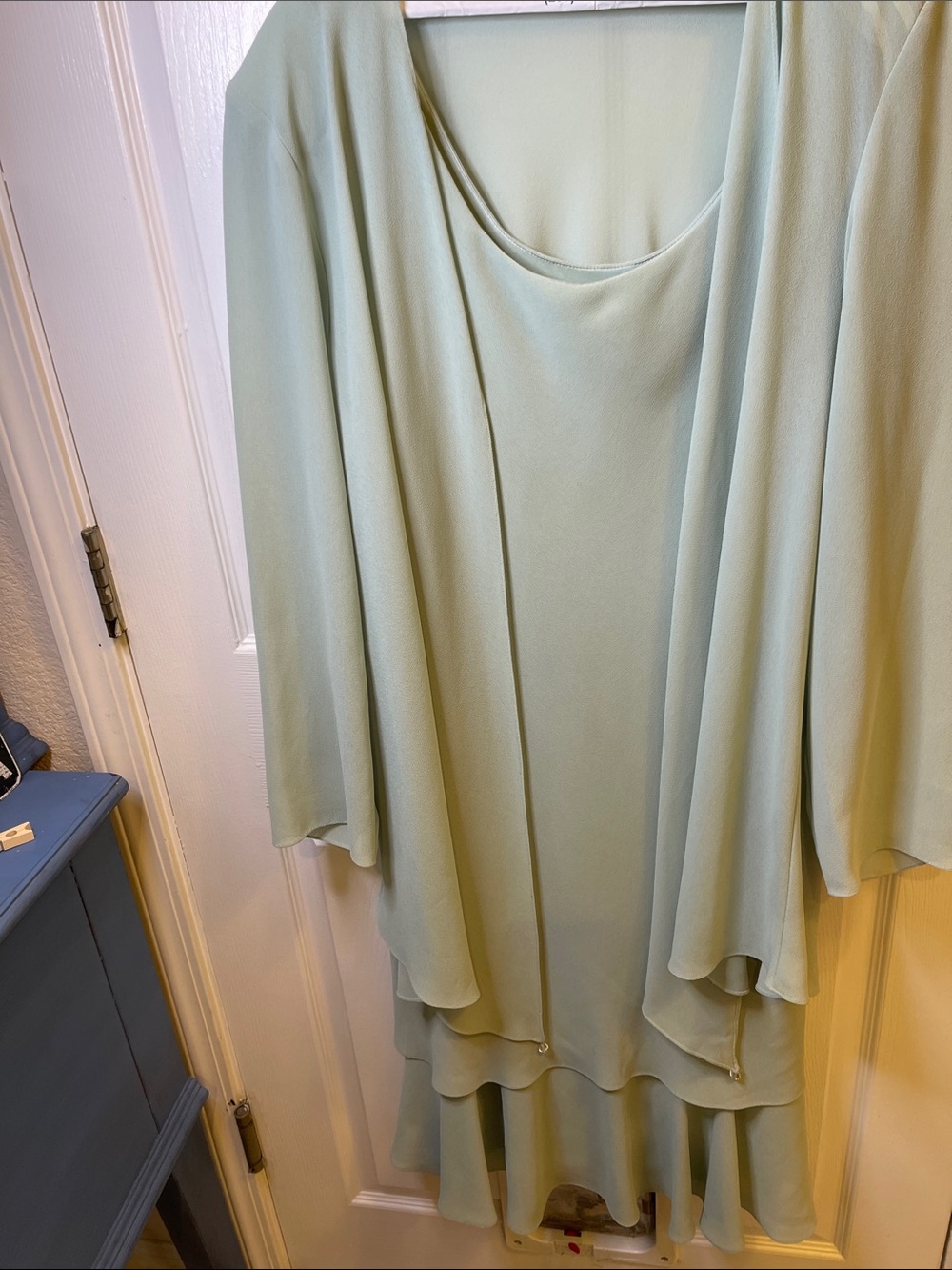 Cattiva Vintage Sheath Covered Ankle Length Chiffon Light Mint Green Dress